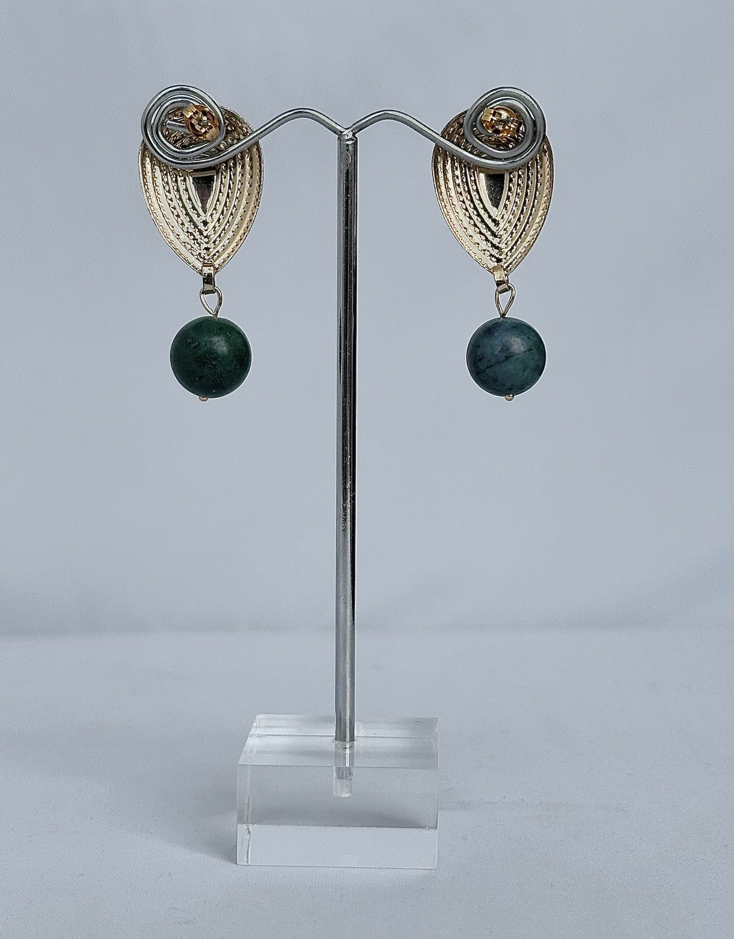Gold and Jade Earrings