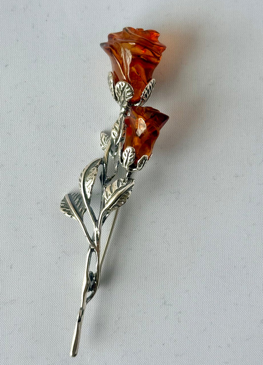 Baltic Amber "Rose" Brooch