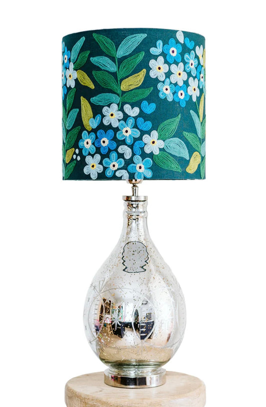 "Jungle Flowers" Teal Multi Lampshade