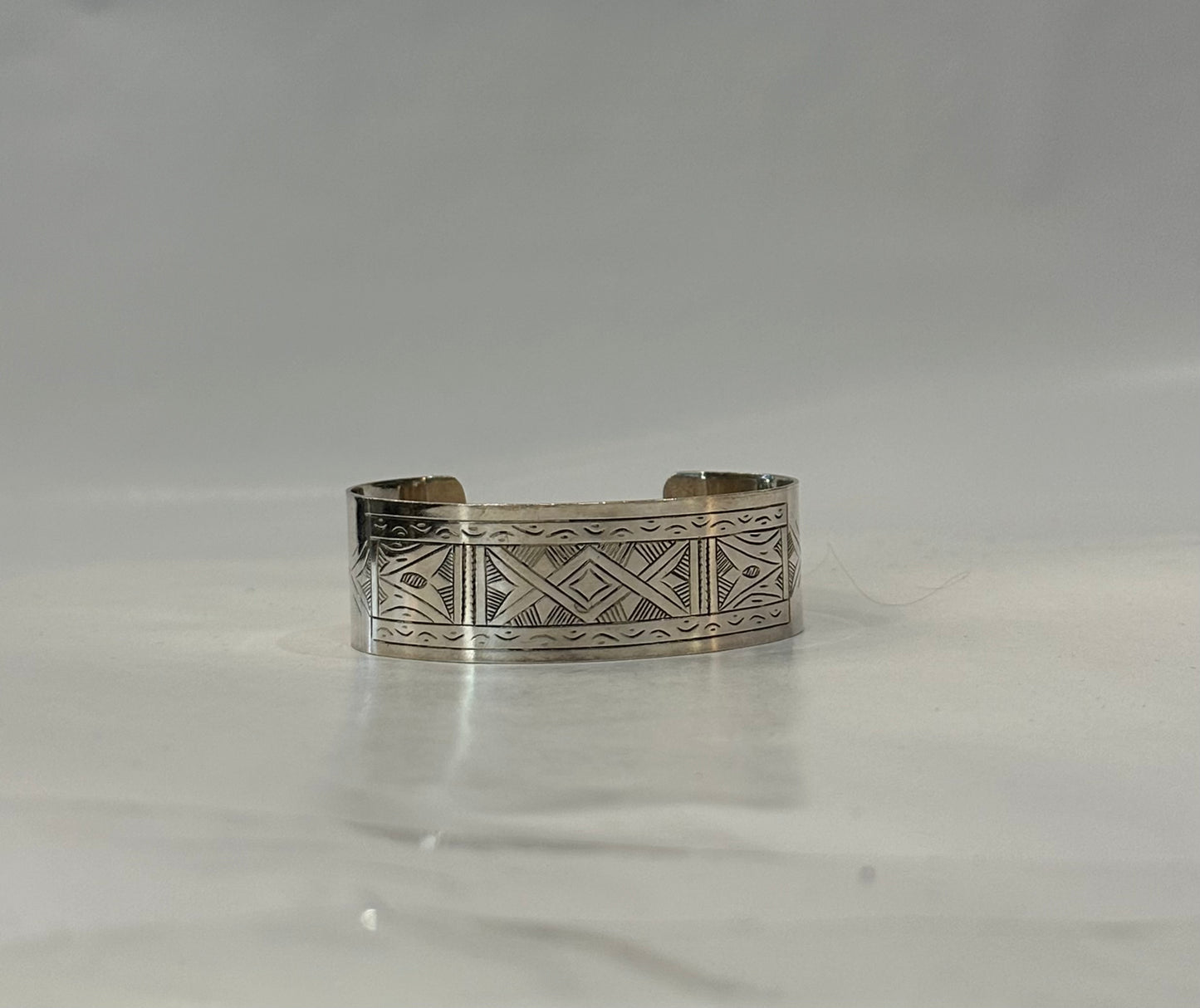 Hand carved Tuareg silver Cuff bracelet.