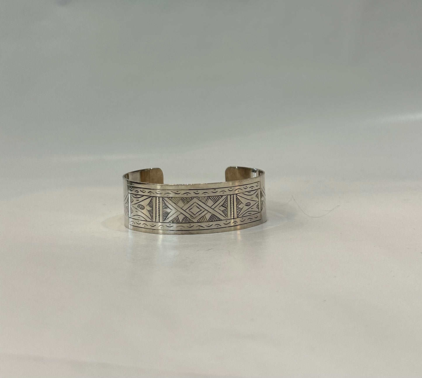 Hand carved Tuareg silver Cuff bracelet.