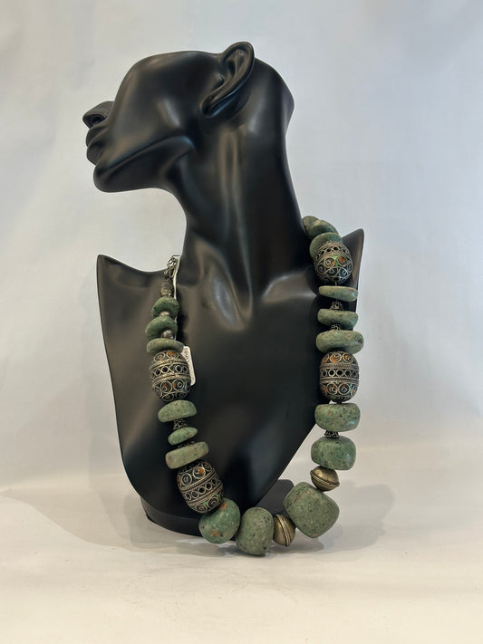 Amazonite and silver fertility Necklace