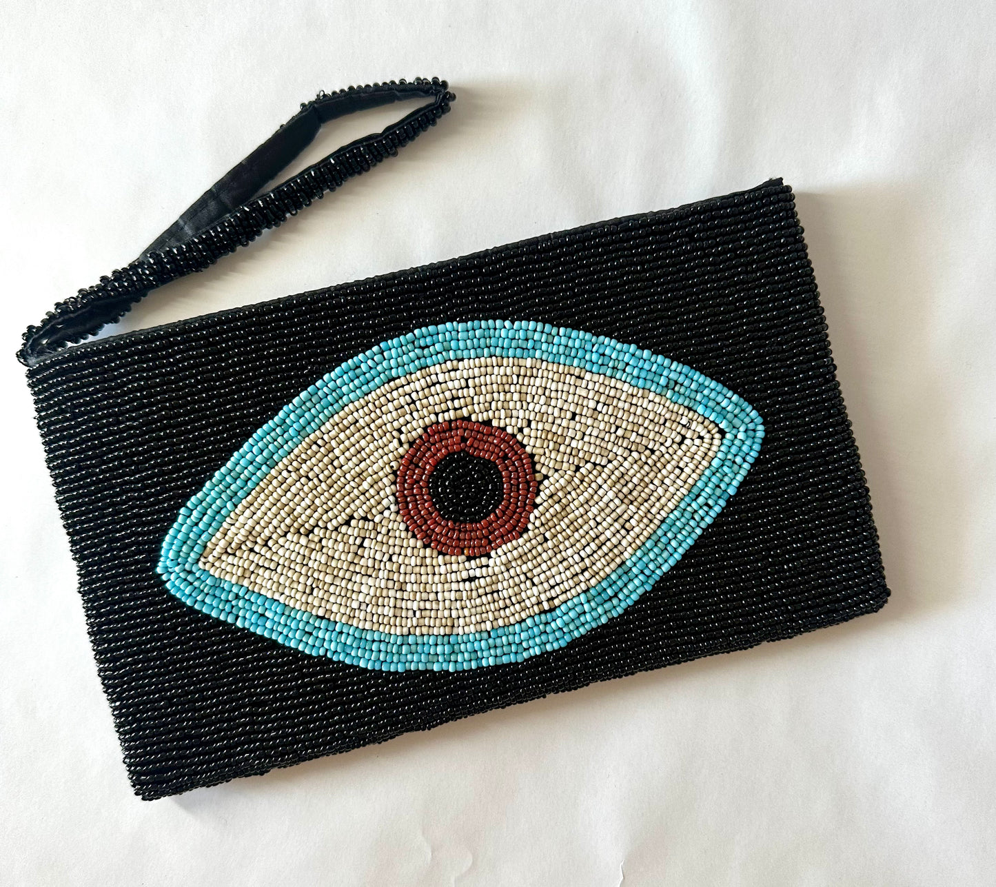 Black beaded "All-Seeing Eye" purse