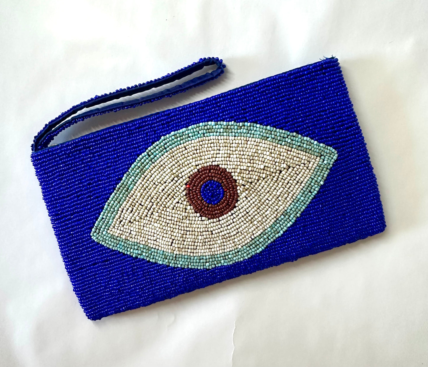 Blue beaded "All-Seeing Eye" purse