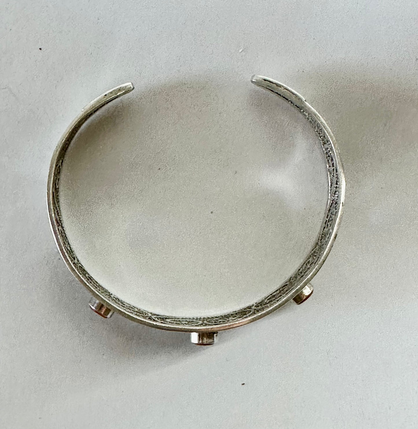 Silver and Coral Cuff Bracelet