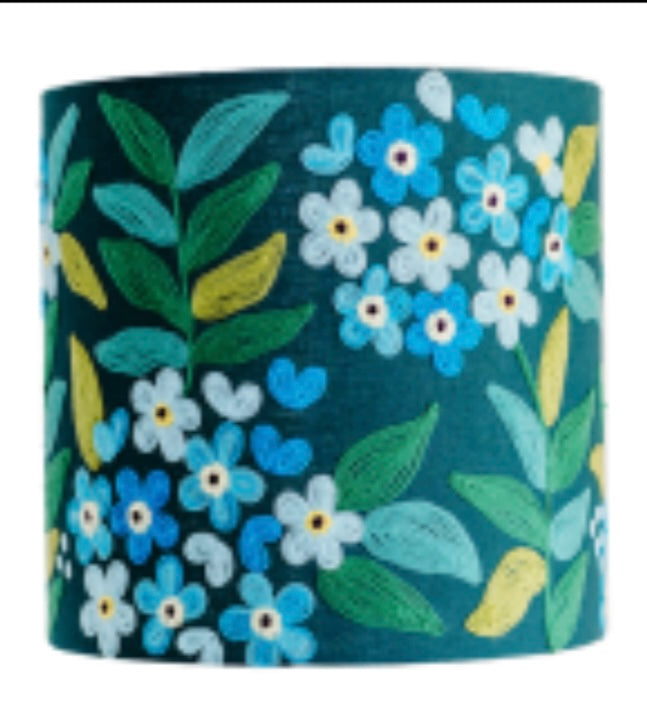 "Jungle Flowers" Teal Multi Lampshade