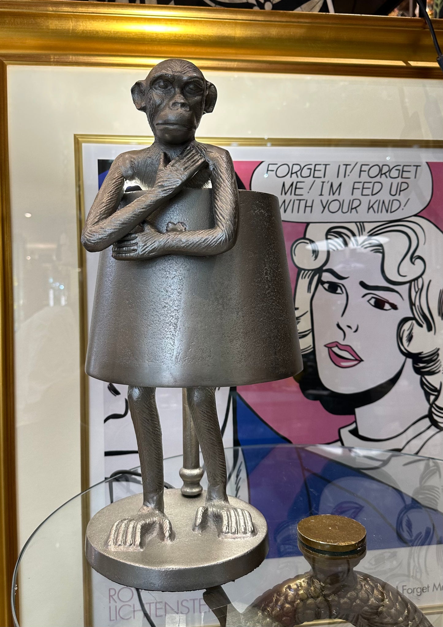 Silver metal Monkey Lamp