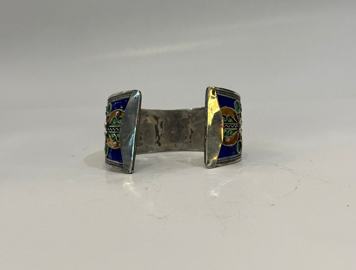 Moroccan Silver and Enamel Cuff Bracelet
