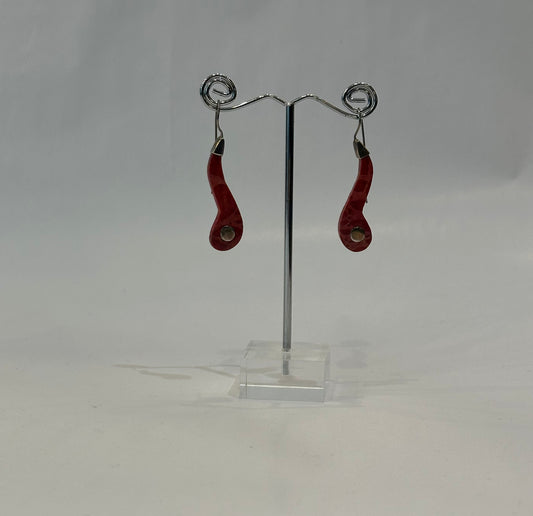 Italian Red Coral and Sterling Silver Earrings