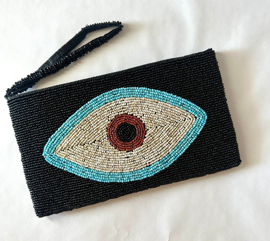 Black beaded "All-Seeing Eye" purse